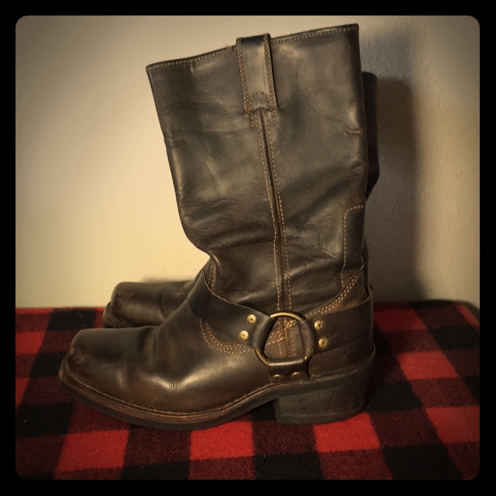 Oiled leather Harley Davidson harness boots 7.5 M